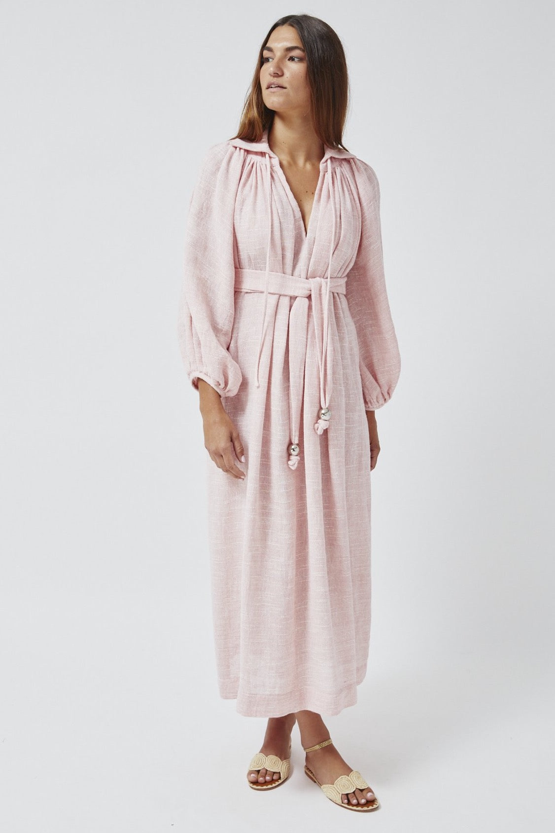 POET PALE PINK STRIPED GAUZE MAXI DRESS – Lisa Marie Fernandez